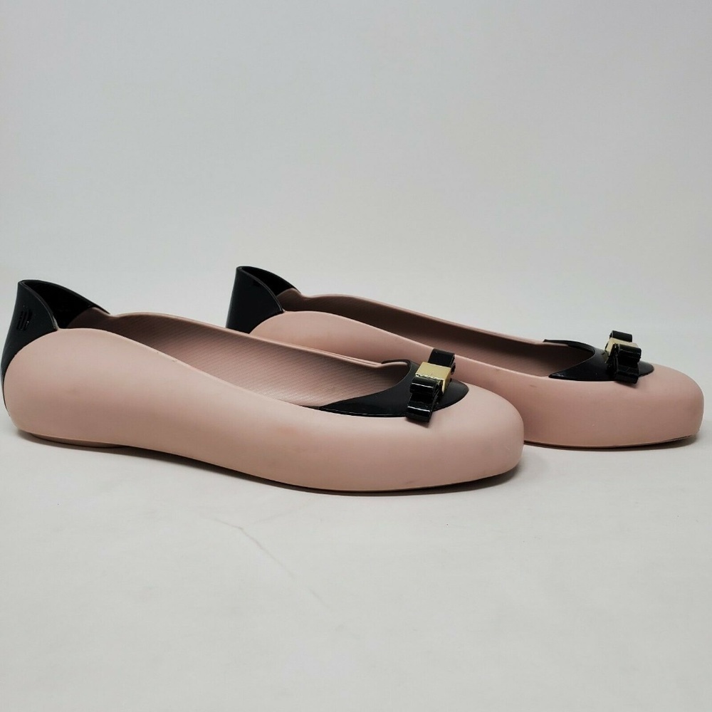 Melissa Pump IT Ballet Flats Pink Black Mel-Flex